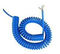 Cabluandry Rallonge électrique spiralée en polyuréthane bleu 15 AWG à 3 conducteurs, résistante au froid, 1,5 mm² Câble élastique(Stretch 9 Meters)
