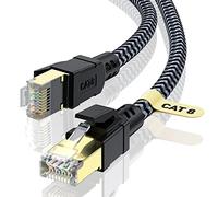 CABNEER Câble Ethernet 15M, RJ45 Cat 8 Câble Réseau 40Gbps 2000MHz Haut Débit Câble, Nylon Tressé Double Blindage LAN Câble Internet, Compatible avec Routeur Modem TV