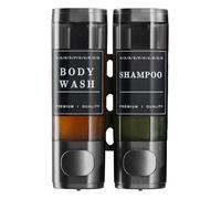 Cabo Deseado Distributeur de shampooing et d'après-shampoing pour salle de bain - Distributeur de savon mural pour douche - Sans perçage - 2 x 300 ml - Gris foncé - 2 chambres avec étiquettes étanches
