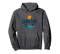 Cabo Life : Tropical Beach Vacation Sunset Logo Sweat à Capuche, Unisexe pour Adultes, Chiné Foncé, S