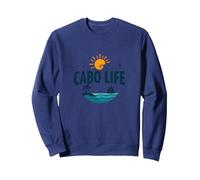 Cabo Life : Tropical Beach Vacation Sunset Logo Sweatshirt, Unisexe pour Adultes, Bleu Marine, M