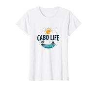 Cabo Life : Tropical Beach Vacation Sunset Logo T-Shirt, Femme, Blanc, 3XL