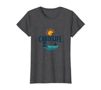 Cabo Life : Tropical Beach Vacation Sunset Logo T-Shirt, Femme, Chiné Foncé, S