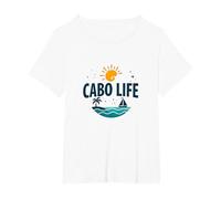 Cabo Life : Tropical Beach Vacation Sunset Logo T-Shirt, Femme Grandes Tailles, Blanc, 3X