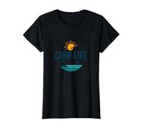 Cabo Life : Tropical Beach Vacation Sunset Logo T-Shirt, Femme, Noir, M