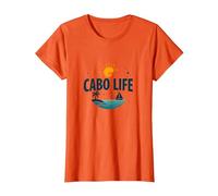 Cabo Life : Tropical Beach Vacation Sunset Logo T-Shirt, Femme, Orange, S