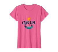 Cabo Life : Tropical Beach Vacation Sunset Logo T-Shirt, Femme, Rose Chiné, M