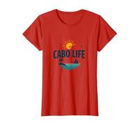 Cabo Life : Tropical Beach Vacation Sunset Logo T-Shirt, Femme, Rouge, M