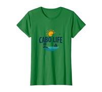Cabo Life : Tropical Beach Vacation Sunset Logo T-Shirt, Femme, Vert Kelly, M