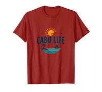 Cabo Life : Tropical Beach Vacation Sunset Logo T-Shirt, Homme, Canneberge, S