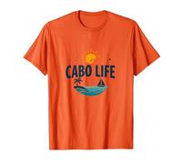 Cabo Life : Tropical Beach Vacation Sunset Logo T-Shirt, Homme, Orange, S