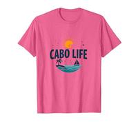 Cabo Life : Tropical Beach Vacation Sunset Logo T-Shirt, Homme, Rose Chiné, S