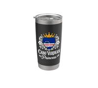 Cabo Verdean Princess Cabo Verde Flag Cabo Verdean Girl Gobelet isotherme en acier inoxydable double paroi