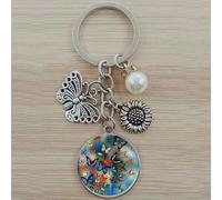 Cabochon En Verre De Chaîne De Fleur De Continent De Papillon,Décoration De Voiture De Haute Qualité,Bijoux De Mode,600 - Type White5