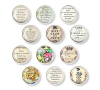 Cabochon Ensemble d'aimants magnétiques for réfrigérateur, avec citations inspirantes, autocollants en verre souple faits à la main, emballage 12 pièces(Color-07)