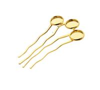 Cabochons en cuivre de 12 mm, 3 bases, peignes, épingles à cheveux, supports vierges, pinces à cheveux, accessoires de bricolage, 35 x 65 mm, 5 pièces(Gold)