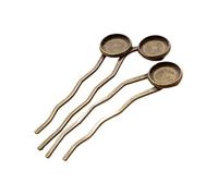 Cabochons en cuivre de 12 mm, 3 bases, peignes, épingles à cheveux, supports vierges, pinces à cheveux, accessoires de bricolage, 35 x 65 mm, 5 pièces(Bronze)