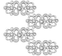 CABODYALS 1 boîte de 4 boutons de Jean Détachables à Motif Floral Boucles de Serrage à la Taille Boutons en Alliage Clips Réutilisables Épingles de Serrage en Platine pour Jeans Amples Vêtements Panta