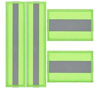 CABODYALS 1 boîte de 4 écussons de Sécurité Réfléchissants Rectangulaires Vert Fluorescent 2 styles Différents avec Fermeture Auto Agrippante Brodés pour la Confection de Gilets de Sécurité pour Chien