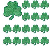 CABODYALS 1 boîte de 40 écussons Trèfle Vert pour la Saint Patrick Broderie Trèfle à Trois Feuilles Appliques Thermocollantes à Coudre Ou à Repasser pour Réparer les Trèfles Confectionner des Vêtement