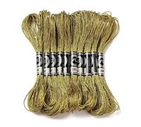 CABODYALS 10 écheveau 12 brins 80M Fil de Point de Croix en Polyester Or Jaune Fil à Broder à Paillettes Métalliques Fil à Broder Doré et Argenté pour Couture à la Main Décoration Bracelet D'Amitié