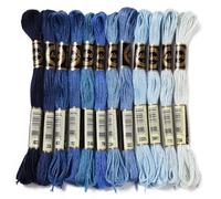 CABODYALS 12 Couleur Bleu Fil à Broder Bracelet brésilien Embroidery Floss Fil a Coudre Thread Bracelet D'amitié Point de Croix Couture Fournitures D'Artisanat pour Les Débutants Projet De Bricolage