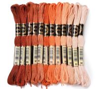CABODYALS 12 Écheveau 96M Fil à Broder Orange Dégradé 6 Brins en Polyester Fils Chaîne Broderie Rouge Bracelet Brésilien D'amitié en Vrac pour Couture Crochet Point de Croix Bijoux Loisirs Créatifs