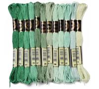 CABODYALS 12 Écheveau 96M Fil à Broder Point de Croix Vert Kit de Fils Crochet Tissage Tricot Bracelet Brésilien Dégradé Mélange en Polyester Vrac pour Broderie Couture à la Main Machine Bricolage