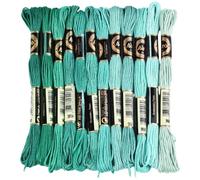 CABODYALS 12 écheveau de 6 brins de Fil à Broder Vert Dégradé pour Point de Croix Fil à Broder en Polyester pour Bracelets D'Amitié Fil en Vrac pour Couture à la Main Bracelets Travaux D'Aiguille Bric