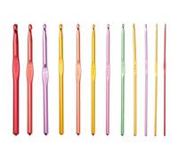 CABODYALS 12 pcs 150mm Multicolore Crochets Aiguille en Aluminium Crochet Brillant Poignée Ergonomique Aiguilles à Tricoter Ensemble Jumbo Kit Outil pour la Couture Vêtements Chapeaux Mains Fourniture