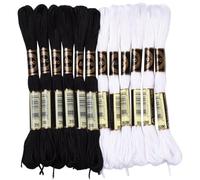 CABODYALS 12 Pièces 96M Fil à Broder Point de Croix Noir et Blanc Kit de Fils Broderie Tricotage Mélange 6 Brins en Polyester en Vrac Pour Couture Crochet Bracelets Brésilien Créatifs L'artisanat