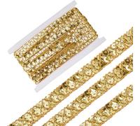 CABODYALS 13M 15mm Doré Paillettes Ruban Sequin Broderie Bordure Paillettes Dentelle Perlée Garniture Plate Bling Bord Rubans pour Couture Fabrication Artisanat Emballage Bijoux