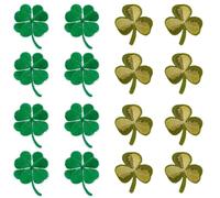 CABODYALS 16 pièce 2 Styles de Patchs de Trèfle à Feuilles à Repasser pour la Saint Patrick Broderie Verte Porte Bonheur Patch en Tissu pour Vêtements Couture Chapeaux Sacs à Dos Décoration Bricolage