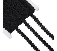 CABODYALS 18.29M Galon Couture Noir Bordure Florale Tressée Garniture Tapisserie Dentelle Motif Fleur Noël Gimp Tresse Tissu Rubans Tissés pour Couture Fabrication Artisanat Fournitures Vêtements Dé