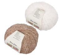 CABODYALS 2 écheveau de Fil à Crochet en Polyester Marron et Blanc Assortiment de Fils Épais pour Couverture Boucle Souple Tricot Volumineux Velours Acrylique Panaché Aiguilles pour Débutants Fil pour