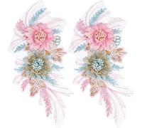 CABODYALS 2 pièce de Broderie de Fleurs Roses en Polyester et Dentelle Perlée 3D Patchs Brodés à Paillettes Florales à Coudre en Tulle pour la Couture la Fabrication de Vêtements Artisanaux Accessoire