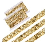 CABODYALS 2 rouleau de Ruban à Paillettes Doré de 14.21 mètres de Long et 15mm Tresse en Dentelle Scintillante Bandes Décoratives Cordons Ceintures Garnitures à Paillettes Polyvalentes pour Couture Co