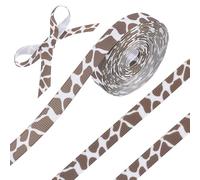 CABODYALS 2 Rouleau de Ruban Gros Grain Imprimé Animal 9.14 m 10mm Ruban en Polyester Imprimé Girafe Ruban Blanc Marron Naturel en Vrac avec Boîte pour Couture Fabrication Artisanale Emballage Cadeau