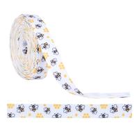 CABODYALS 2 Rouleaux 9.14M 10MM Ruban Imprimé avec Motif Abeille Blanc et Jaune Rubans Tissu Gros Grain Floral Été Printemps Décorative pour Emballage Cadeau Maison Fête Cheveux Décoration Bricolage