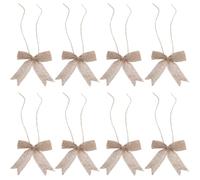 CABODYALS 20 Mini Nœud en Toile de Jute Vichys Beige Préfabriqué Petit Nœud Rustique de Noël Motif Écossais de Buffle Ornement Décoratif Appliques pour Travaux Manuels Sapin de Noël Fête Scrapbooking