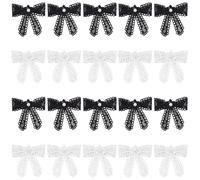 CABODYALS 20 pièce de Patchs en Perles Blanches Imitation Nœuds en Dentelle Thermocollants Broderie Vintage en Polyester pour Couture Fabrication de Sacs à Main Réparation de Vêtements Chapeaux Chauss