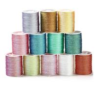 CABODYALS 240M 0.5MM 12 Couleurs 6 Plis Cordon Métallique Multicolore Doré Argent Shimmer Fil Polyester guirlandes Paillettes Rouleaux en Vrac pour la Couture Fabrication de Bracelets de Noël Artisana