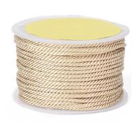 CABODYALS 25M 2mm Blanc Cordon Tressé Garniture Beige Polyester Cordons Décoratifs Brillants Milan Corde Rouleaux en Vrac avec Bobine pour la Fabrication de Bijoux Artisanat Bracelets de Noël Colliers