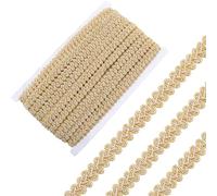 CABODYALS 27.34 yard de Galon Tressé Blanc Pailleté Doré Ondulé Bordure en Dentelle pour Tapisserie Garniture Vintage Rubans en Polyester Brodés Scintillants pour Couture Confection de Vêtements Acces