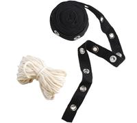 CABODYALS 3.65M Noir Oeillet Garniture Oeillet Ruban Large Coton Métal Doré Oeillets Sergé Ruban Garnitures avec Rond Polyester Tressé Rubans pour Couture Confection Vêtements Robe Jupe Corset Artisan