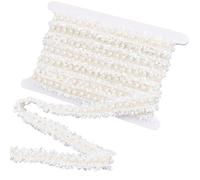 CABODYALS 4.57M 30MM de Large Ruban en Dentelle de Perles Brodée Tressé Blanc Bordure Perlée Délicat Rétro Fait à La Main Garniture Fleur pour Couture Vêtements Robe de Mariée Décoration Bricolage