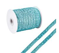 CABODYALS 45.72M 9.5mm Turquoise Sequin Trim Bleu Clair Métallique Glitter Trim Simple Face Mince Scintillant Rubans Bundle Rouleaux avec Bobine pour Artisanat Emballage Cadeau Couture Bandeaux de Noë