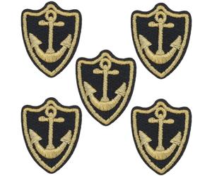 CABODYALS 5 patch Brodé Ancre de Bateau Noir et Doré Patchs de Réparation de Broderie Nautique à Repasser Badge Marin Appliques pour Couture Réparation de Vêtements Jeans Sacs Chapeaux Chaussures Bric