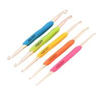 CABODYALS 5 pcs 10 Taille Double Extrémité Crochet Ergonomique Poignée Aiguille Crochet Aléatoire Multicolore Crochet avec Poignées en Plastique ABS Aluminium Ensemble D'Outils de Tricot pour les Main