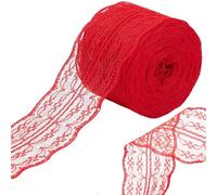 CABODYALS 5 Rouleau de Ruban de Dentelle Rouge de 50 m et 45mm Bordure de Noël en Dentelle au Crochet Vintage Bordure Festonnée Garniture en Polyester pour Couture Fabrication Artisanale Bouquet de F